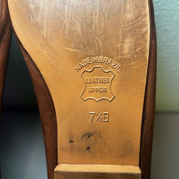 Clicks Womens Brown Leather Embossed Flats Slip On Shoes Size 7.5 B Brazil - Picture 10 of 10